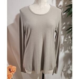 Standard James Perse Sheer Slub Long Sleeve Crew Cotton Modal Top 3 US L Taupe